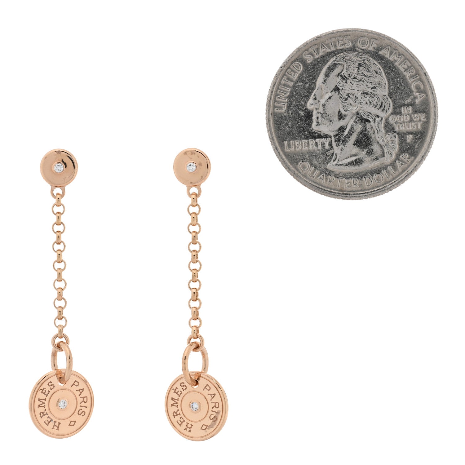 Hermes 18K Rose Gold Diamond Gambade Clou de Selle Earrings 2 of 5