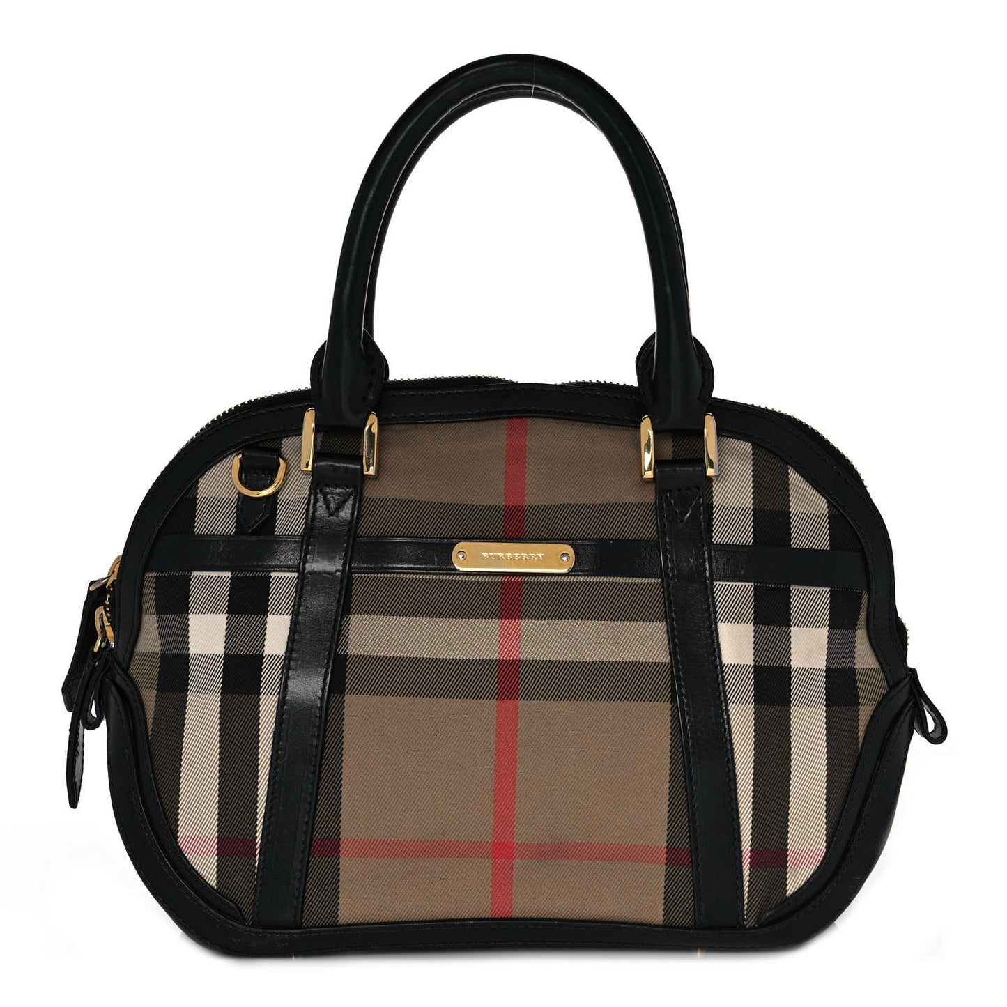 Bridle Calfskin House Check Small Orchard Bowling Bag Black