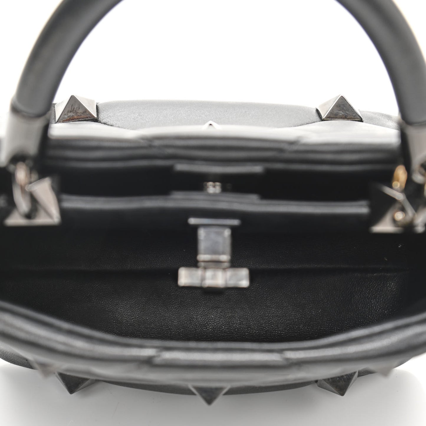 Nappa Monochrome Small Roman Stud The Handle Bag Black