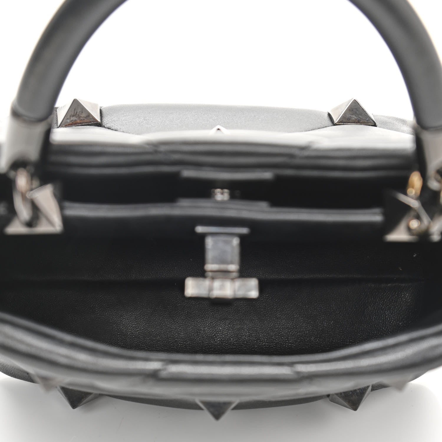 Valentino Garavani Nappa Monochrome Small Roman Stud The Handle Bag Black 5 of 11