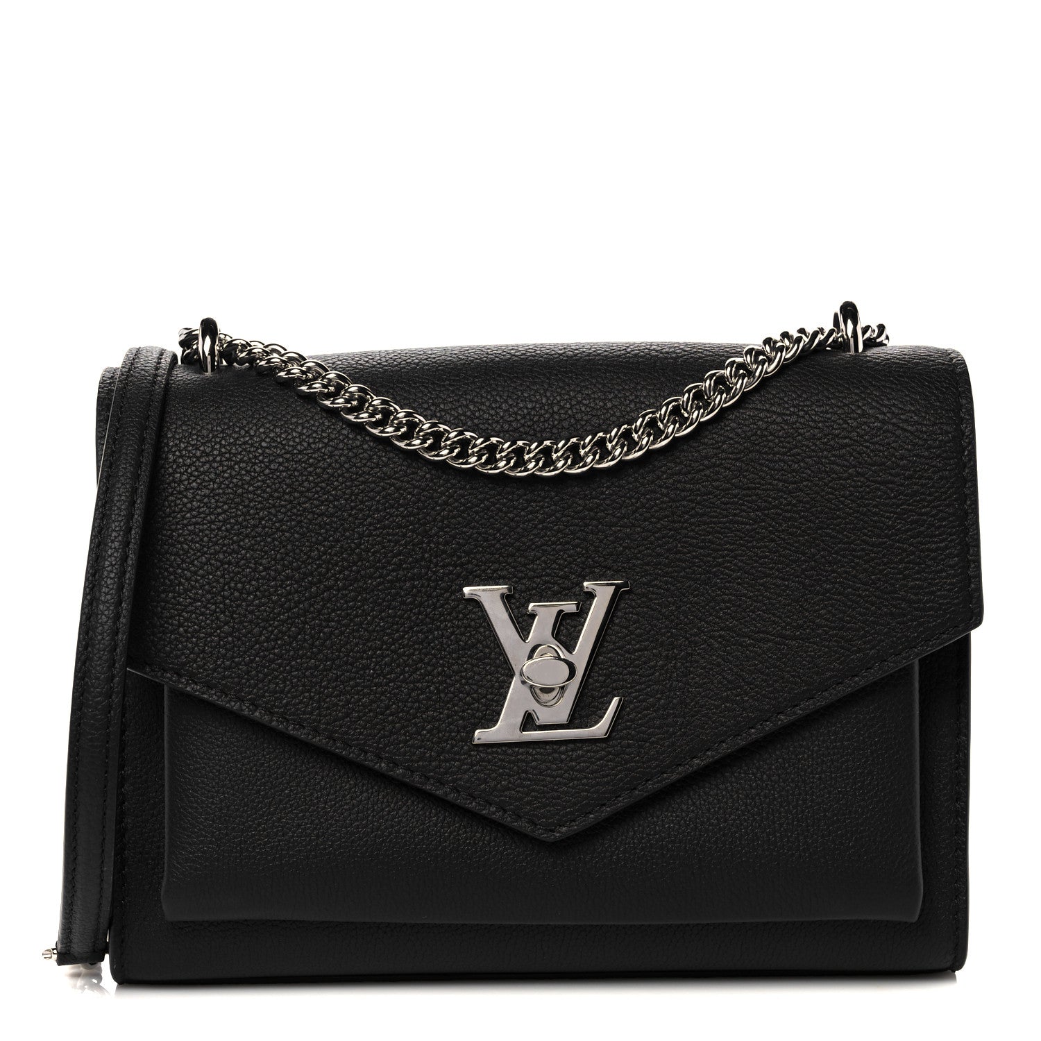 Louis Vuitton Soft Calfskin Mylockme Chain Bag BB Black 1 of 9