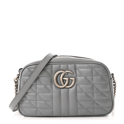 Gucci Calfskin Matelasse Aria Small GG Marmont Chain Shoulder Bag Deep Grey 1 of 10