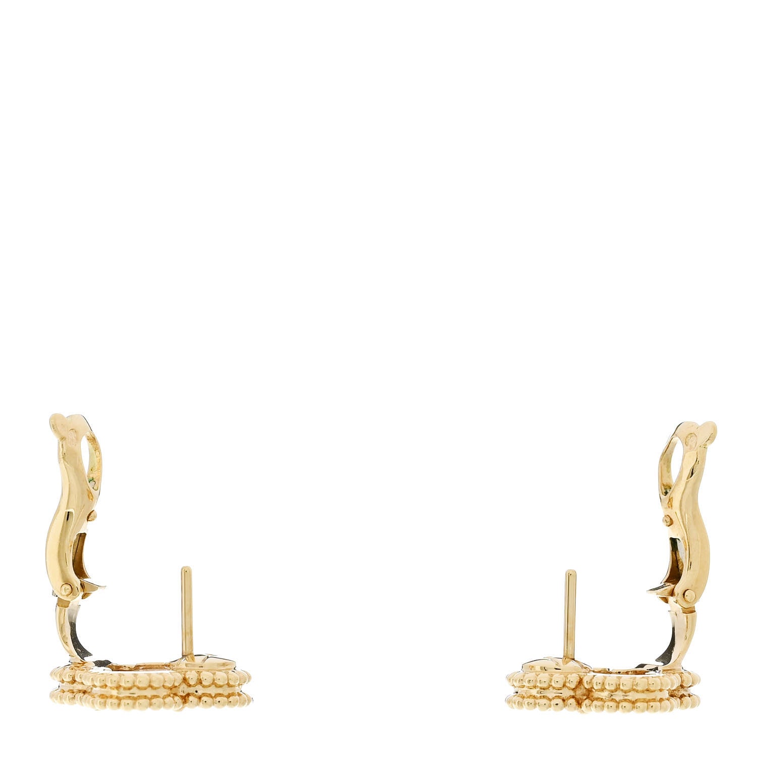 Van Cleef & Arpels 18K Yellow Gold Mother of Pearl Vintage Alhambra Earrings 3 of 5