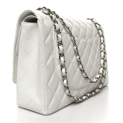 Chanel Caviar Quilted Maxi Double Flap White 3 of 11