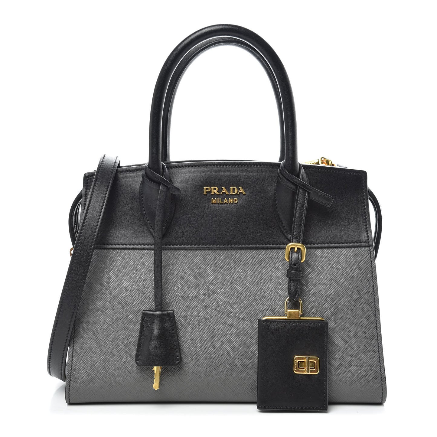 Saffiano City Calfskin Small Esplanade Tote Mercurio Black