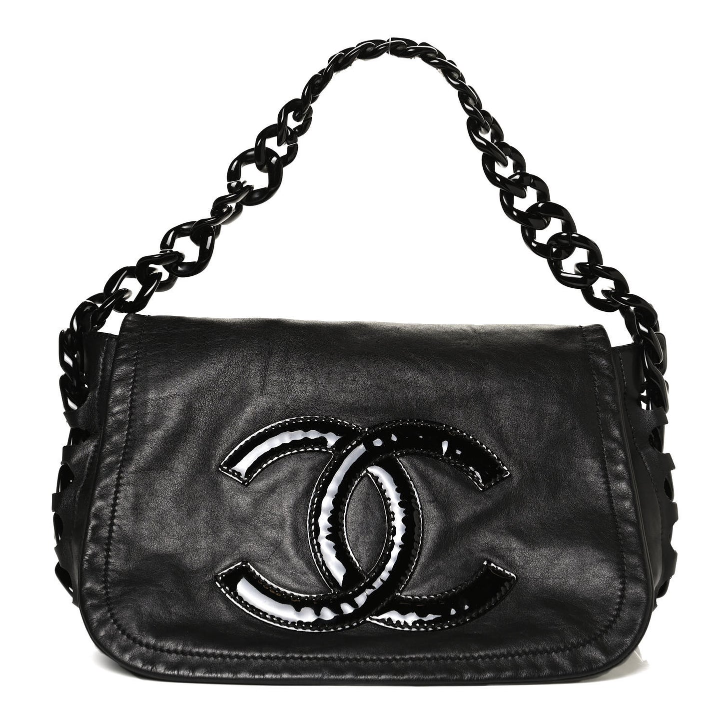 Calfskin Modern Chain Rhodoid Flap Black