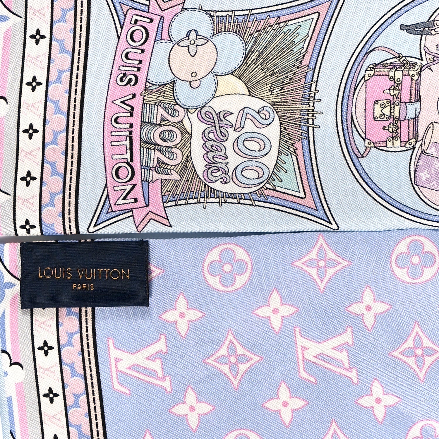 Louis Vuitton Silk Monogram Louis In A Comic Bandeau Bleu 3 of 4