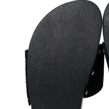 Chanel Suede Wood Sandals 41 Black 8 of 13