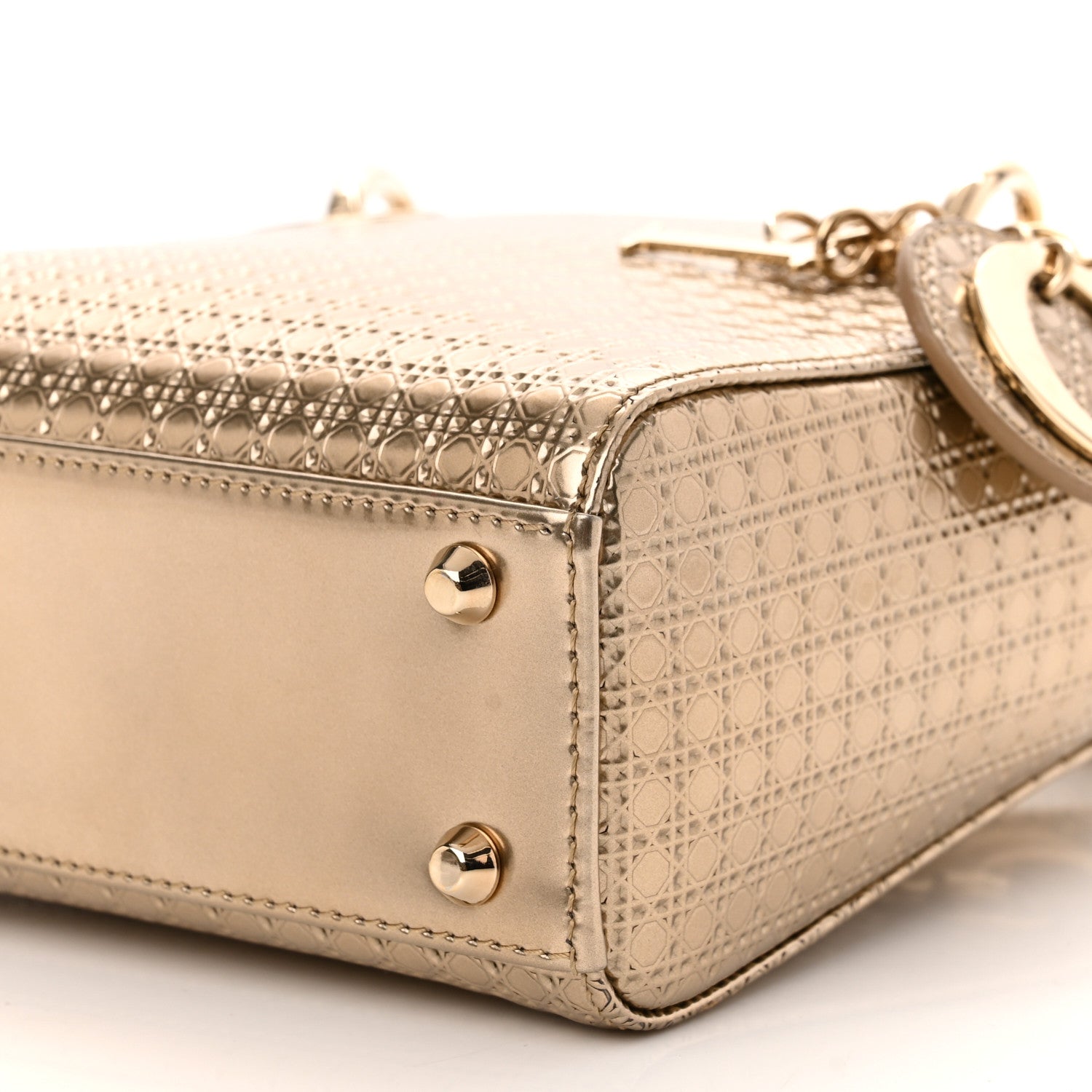 Christian Dior Metallic Patent Micro-Cannage Mini Lady Dior Champagne 9 of 10