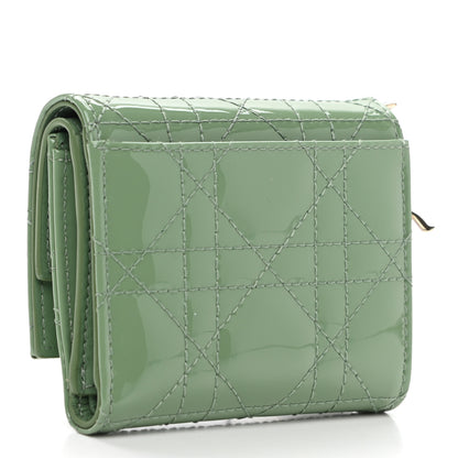 Christian Dior Patent Cannage Lady Dior Lotus Wallet Queen Mint 2 of 7