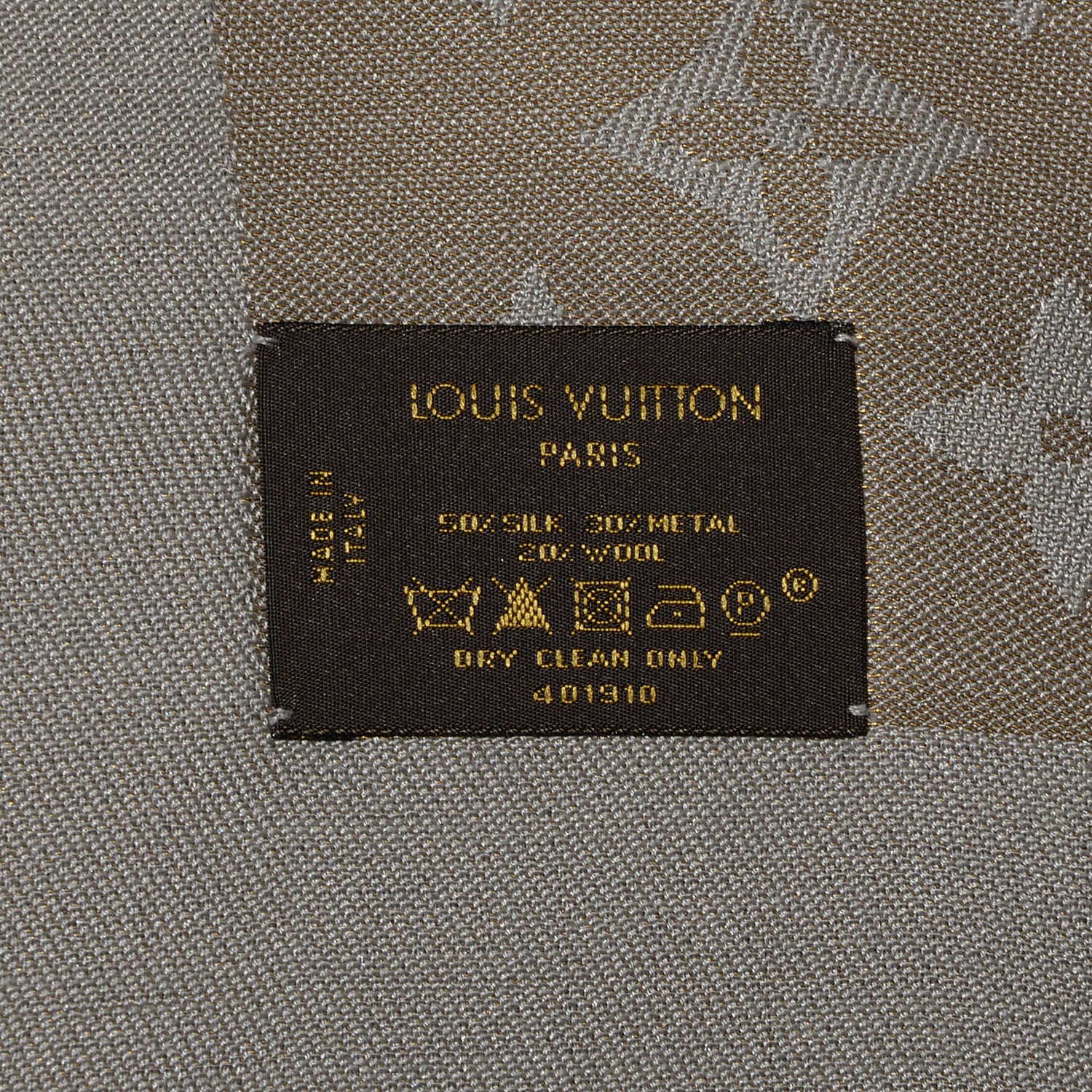 Louis Vuitton Monogram Silk Wool Shine Shawl Beige 5 of 5