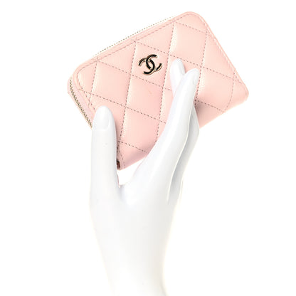 Chanel Caviar Quilted Zip Coin Purse Wallet Light Pink 2 of 9