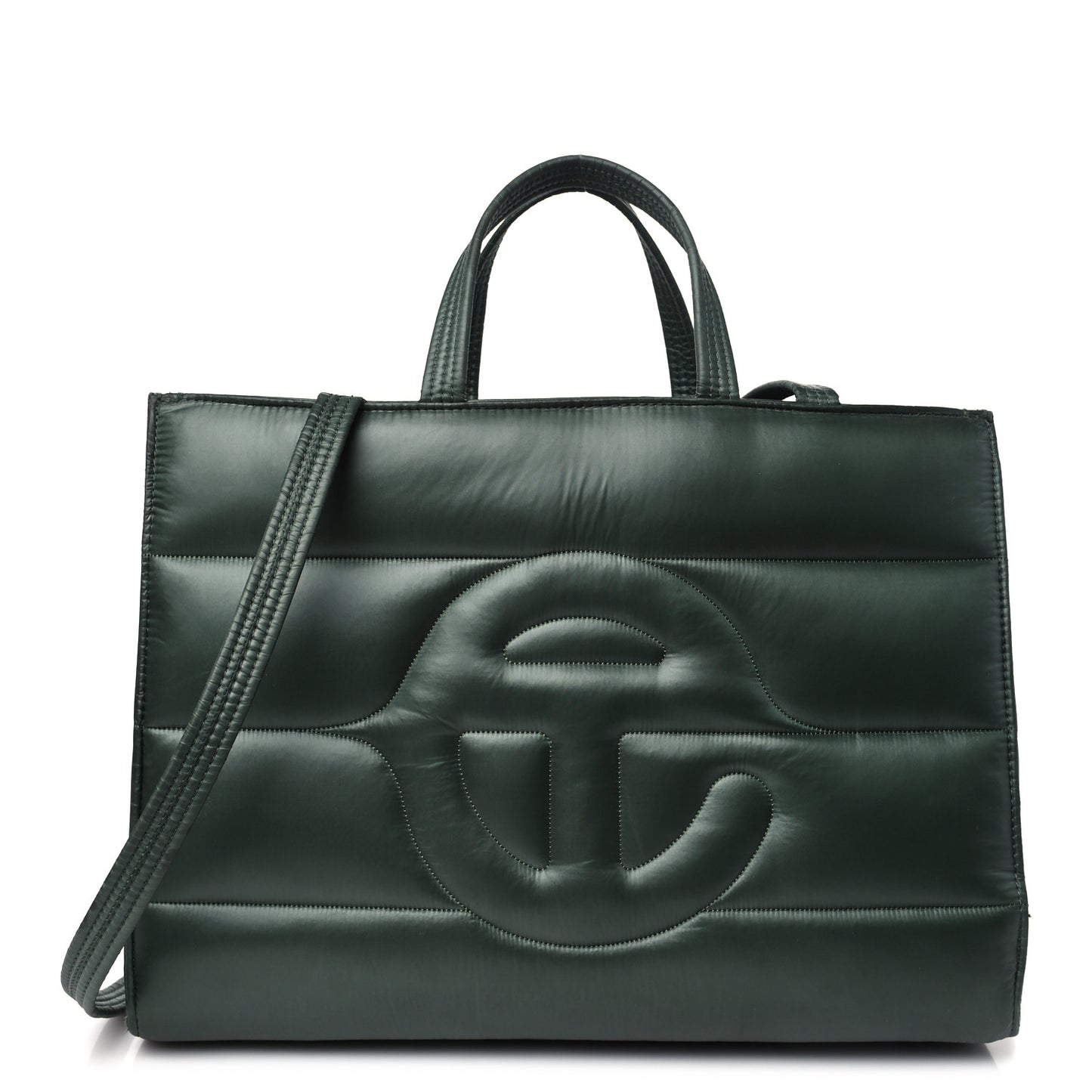 Nylon Medium Puff Shopping Bag Green