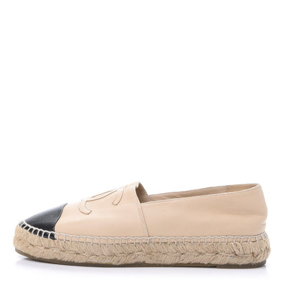 Chanel Lambskin CC Espadrilles 36 Beige Black 1 of 12
