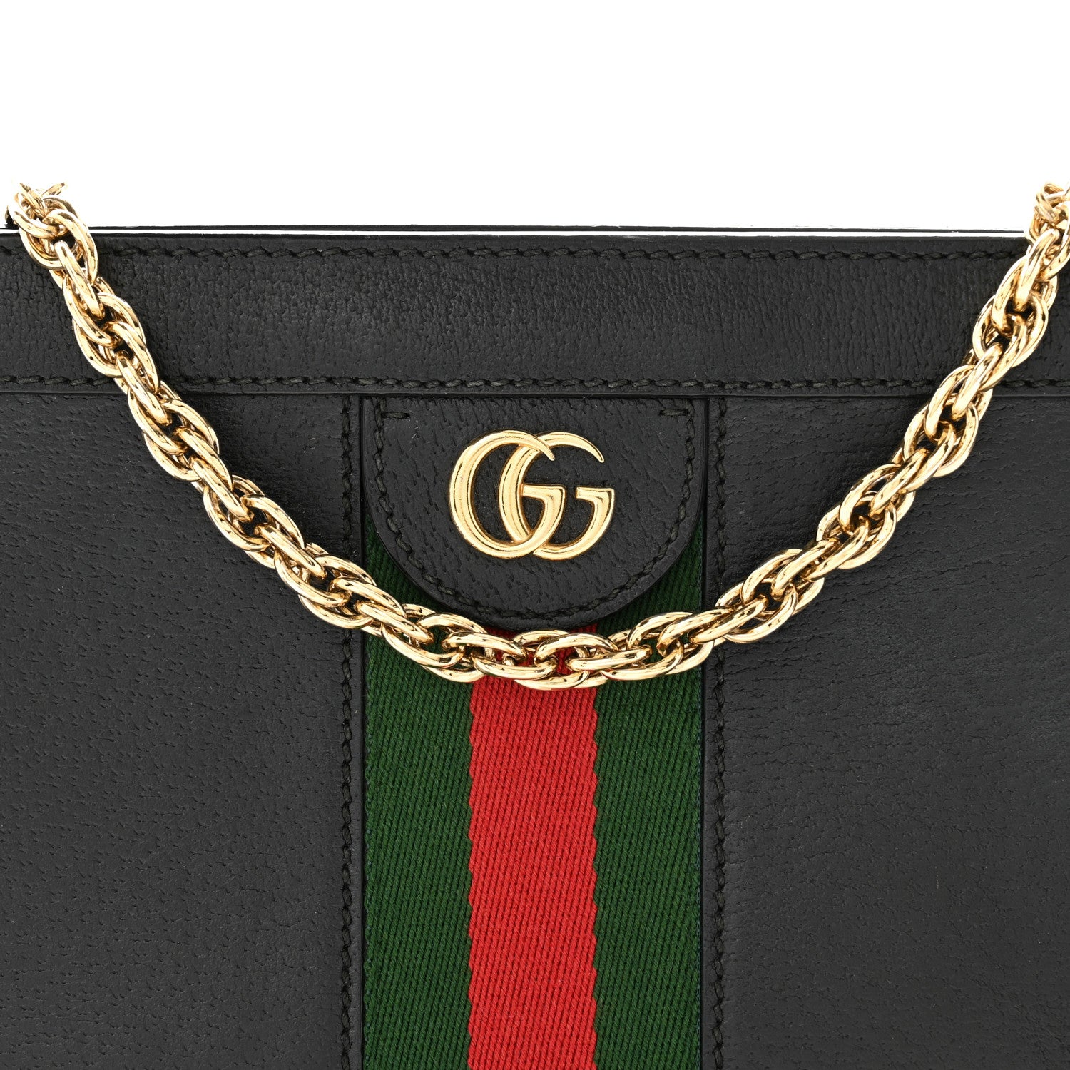 Gucci Calfskin GG Web Small Ophidia Chain Shoulder Bag Black 9 of 11