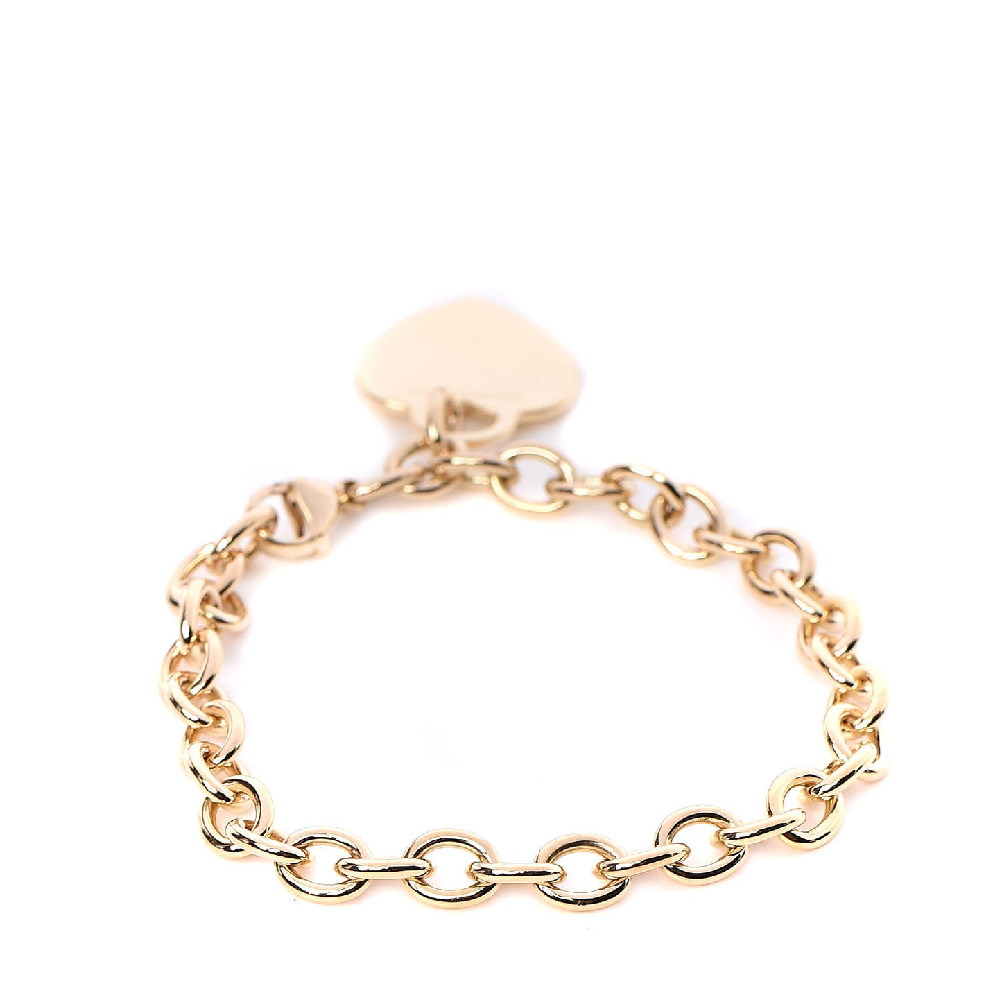 18K Yellow Gold Heart Tag Charm Bracelet