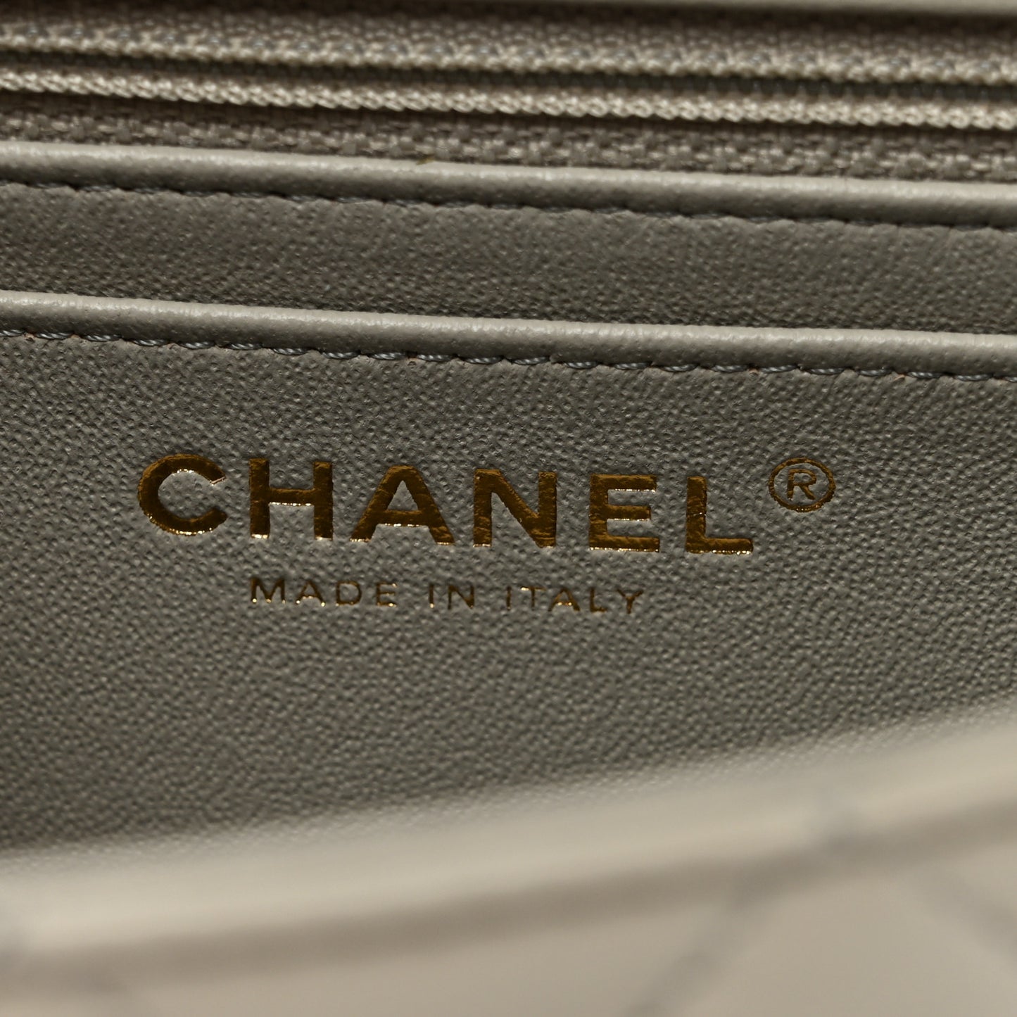 Lambskin Quilted Mini Rectangular Flap Grey