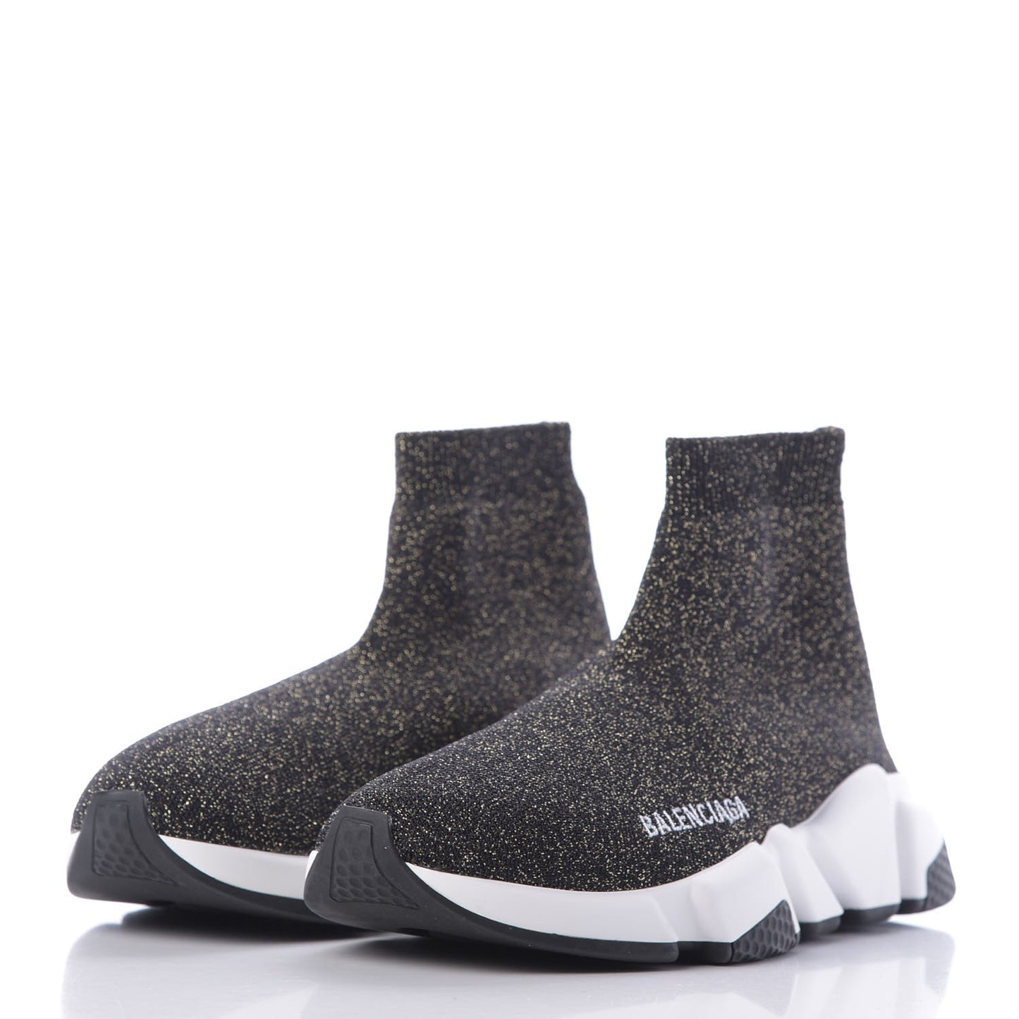 Knit Metal Womens Speed Sneakers 37 Black Gold