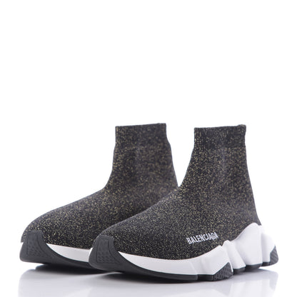 Balenciaga Knit Metal Womens Speed Sneakers 37 Black Gold 3 of 9