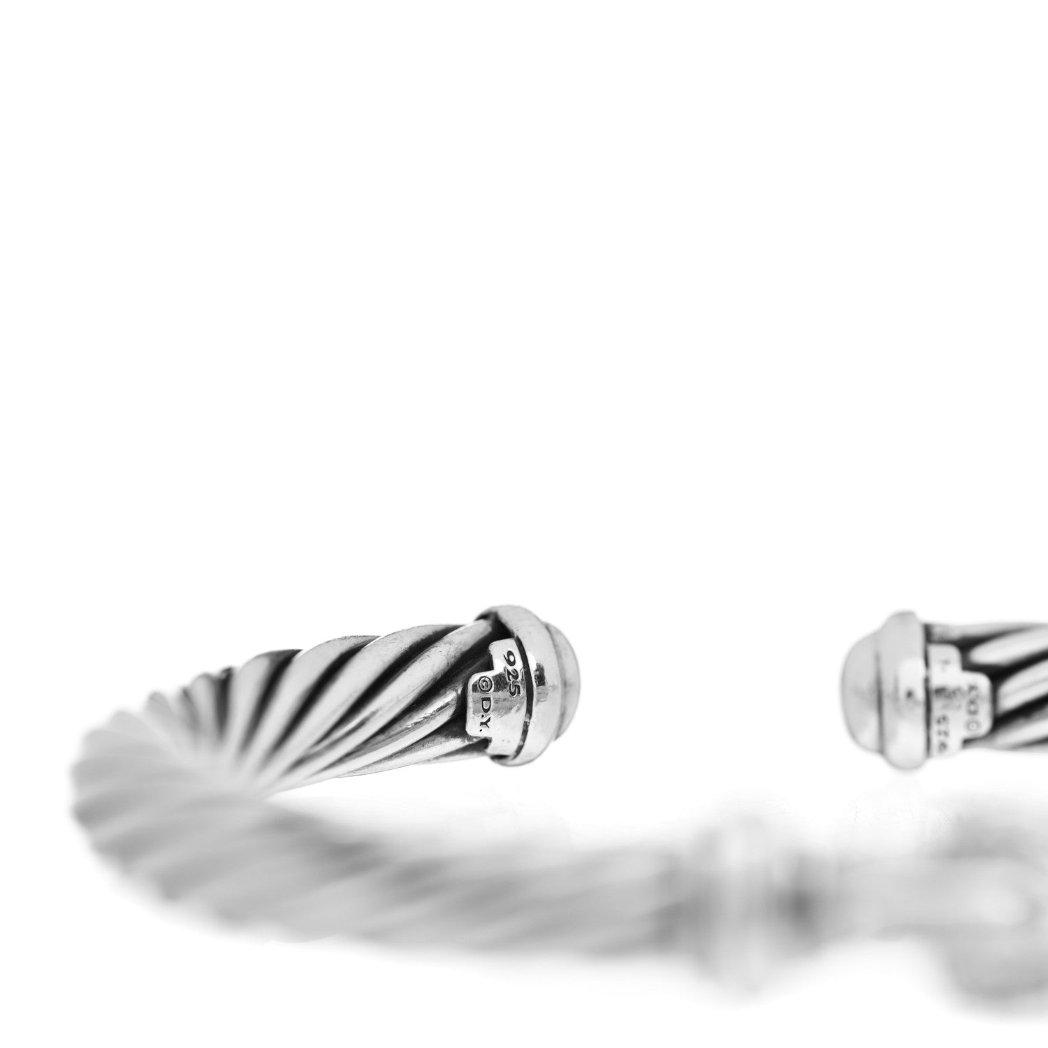 David Yurman Sterling Silver Diamond 7mm Cable Buckle Cuff Bracelet 4 of 5