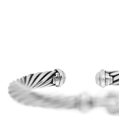 David Yurman Sterling Silver Diamond 7mm Cable Buckle Cuff Bracelet 4 of 5