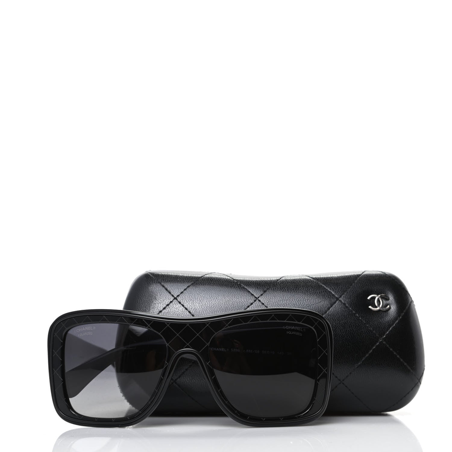 Chanel Acetate Polarized Rectangle Sunglasses 5395 Black 8 of 8