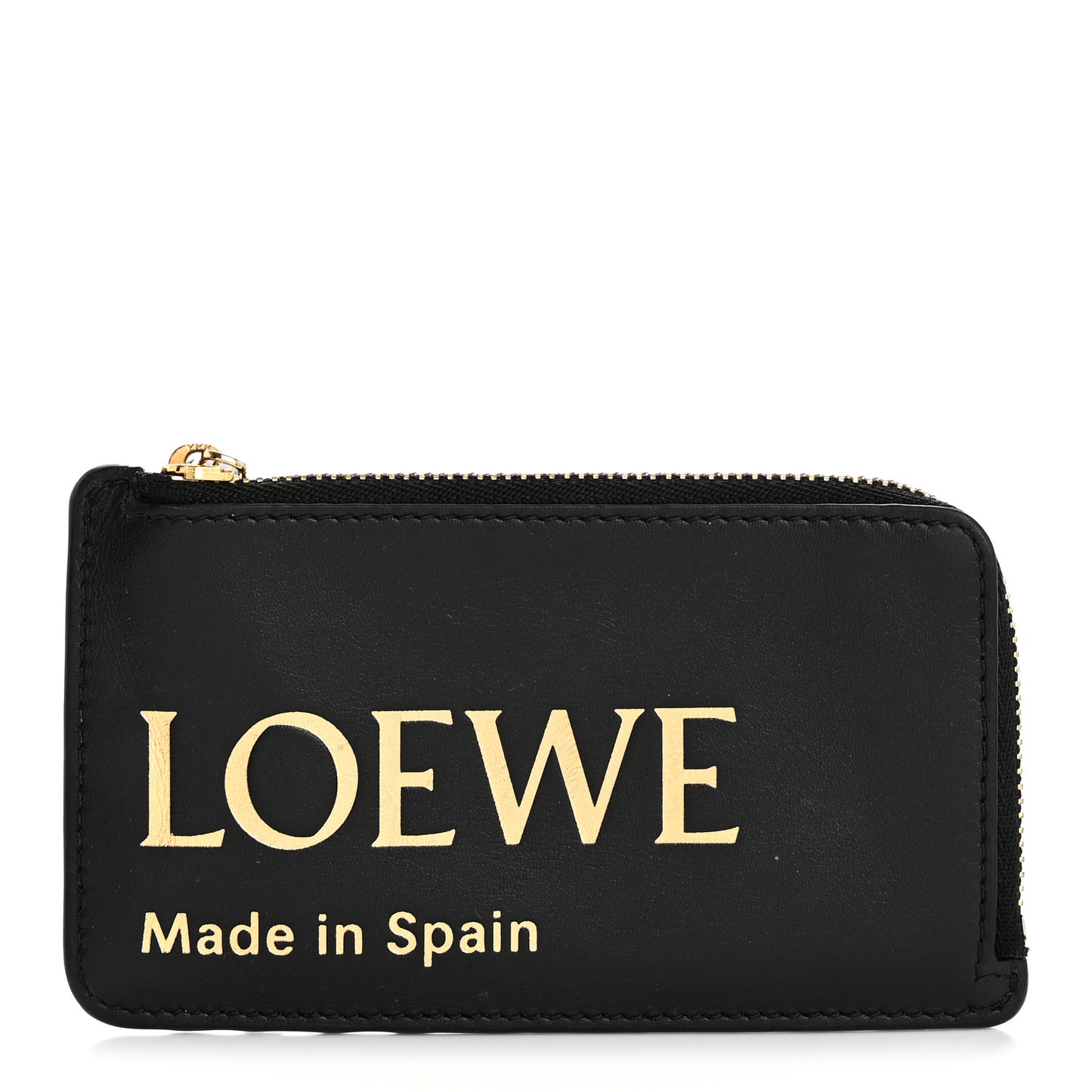 Calfskin Logo Coin Card Holder Black