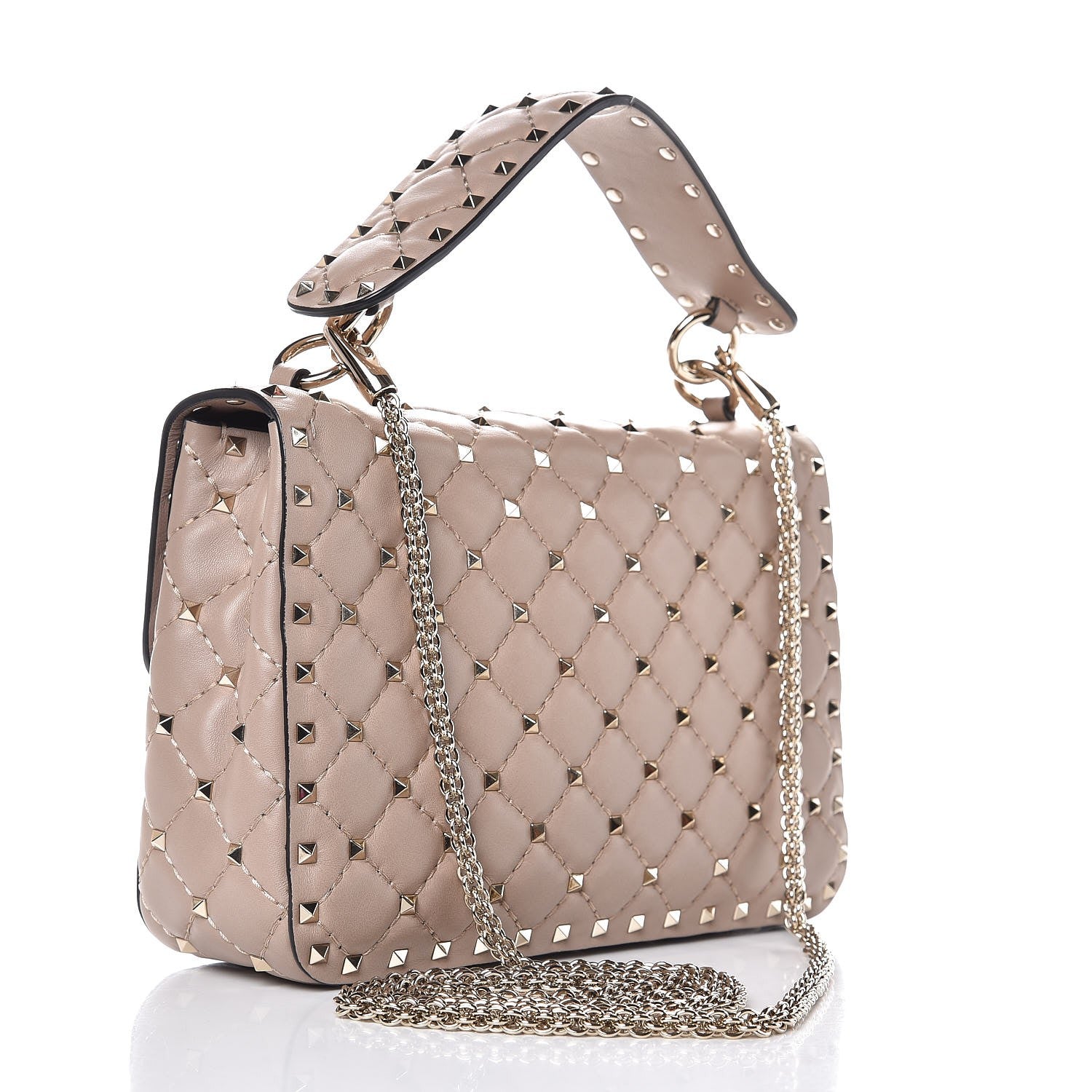 Valentino Garavani Lambskin Medium Rockstud Spike Shoulder Bag Poudre 3 of 7