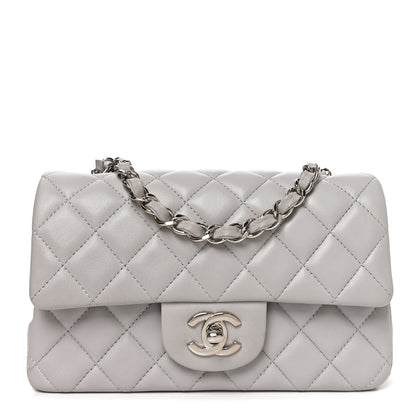 Chanel Lambskin Quilted Mini Rectangular Flap Light Grey 1 of 11