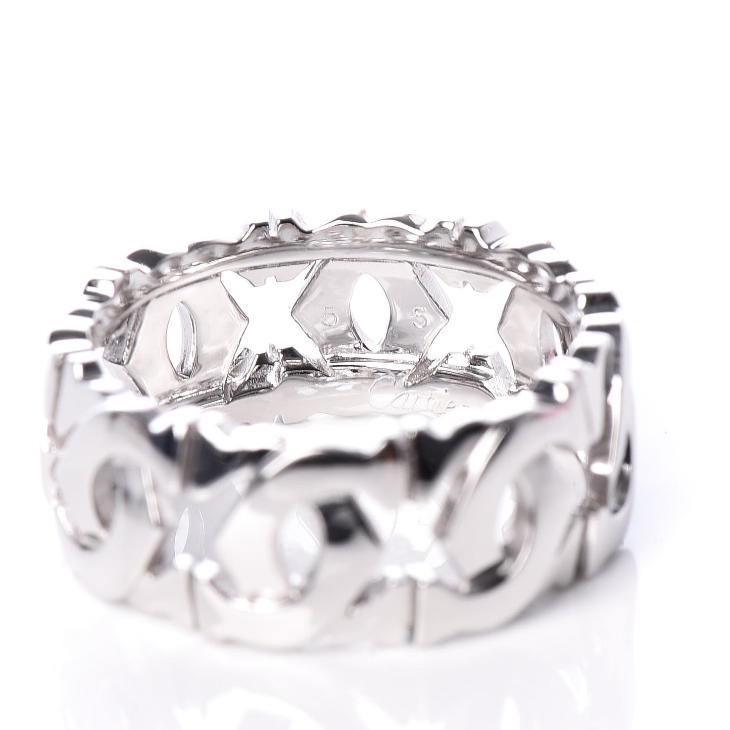 CARTIER 18K White Gold Entrelaces Ring 55 7.25