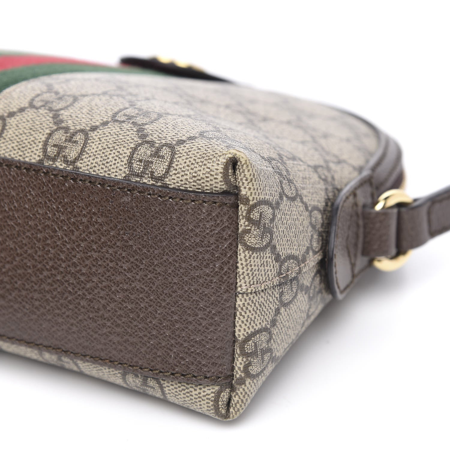 Gucci GG Supreme Monogram Textured Dollar Calfskin Web Small Ophidia Dome Shoulder Bag Beige Ebony New Acero 10 of 10