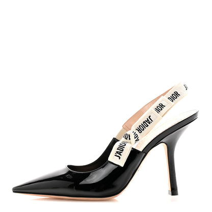 Christian Dior Patent Ribbon J'Adior Slingback 100mm Pumps 40.5 Black 1 of 9