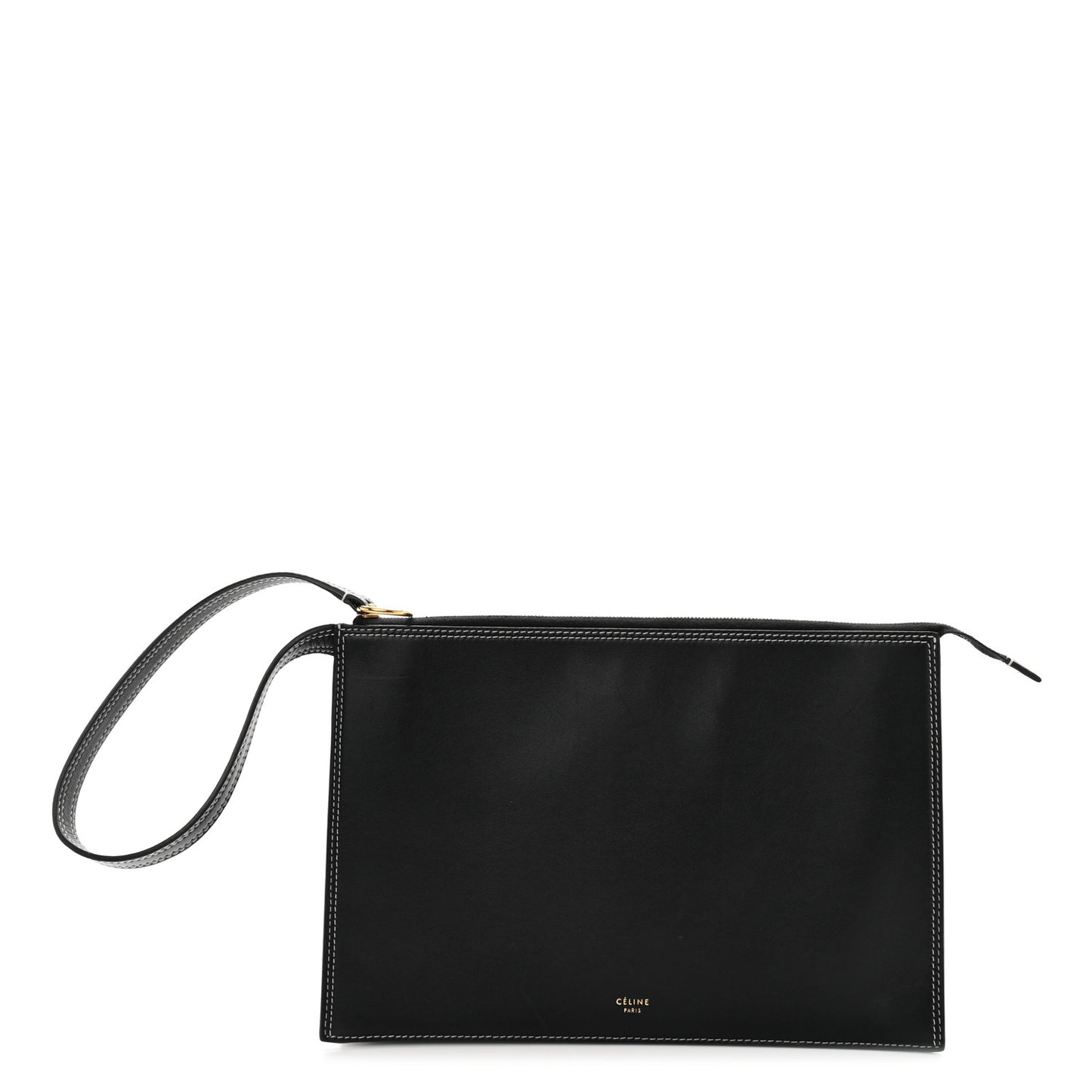 Smooth Calfskin Ring Clutch Black