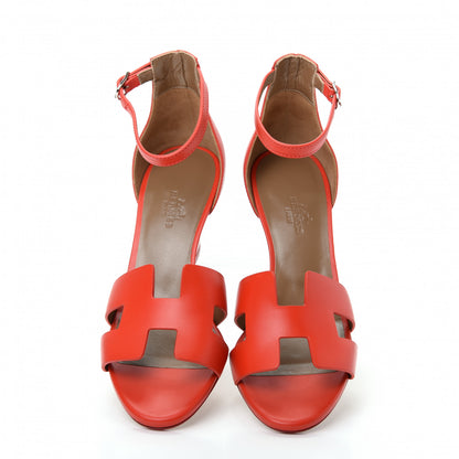 Hermes Calfskin Legend Wedge Sandals 36 Pavot 5 of 11