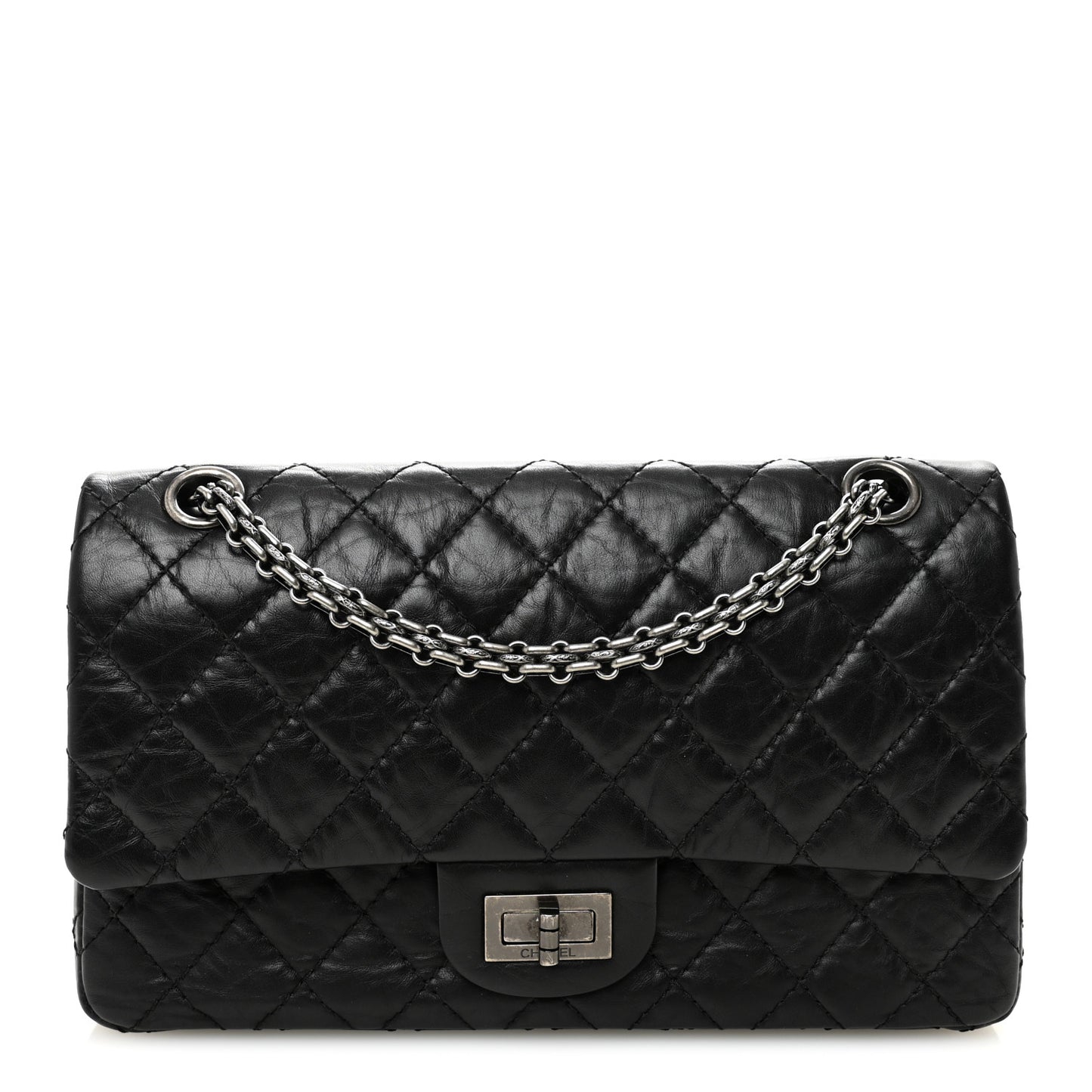 Aged Calfskin Quilted 2.55 Reissue 225 Flap Black