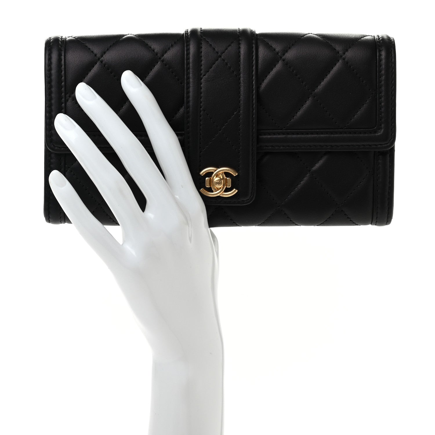 Chanel Lambskin Quilted Elegant CC Long Wallet Black 2 of 8
