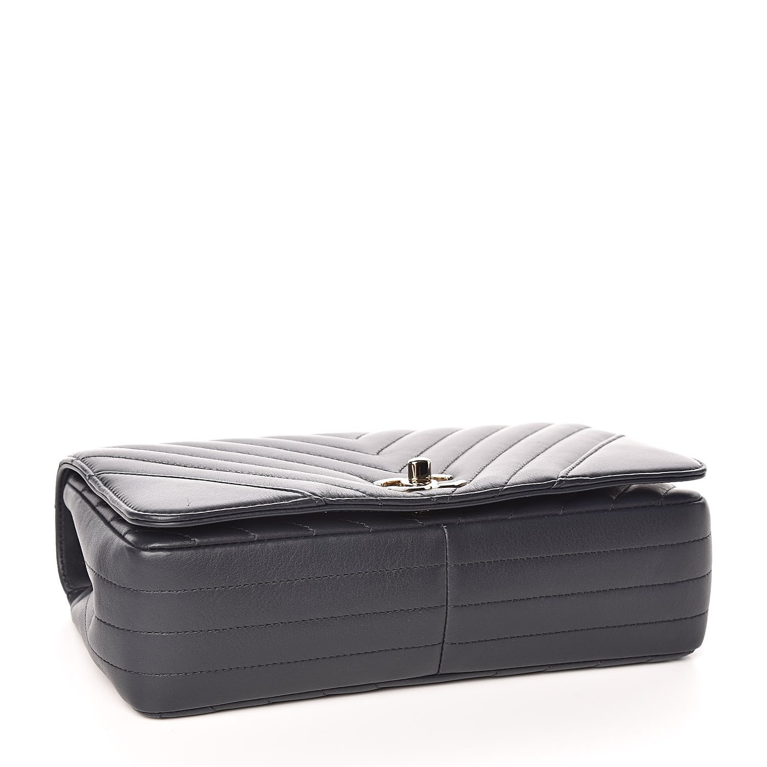 Chanel Calfskin Chevron Quilted Statement Flap Navy Blue 4 of 11
