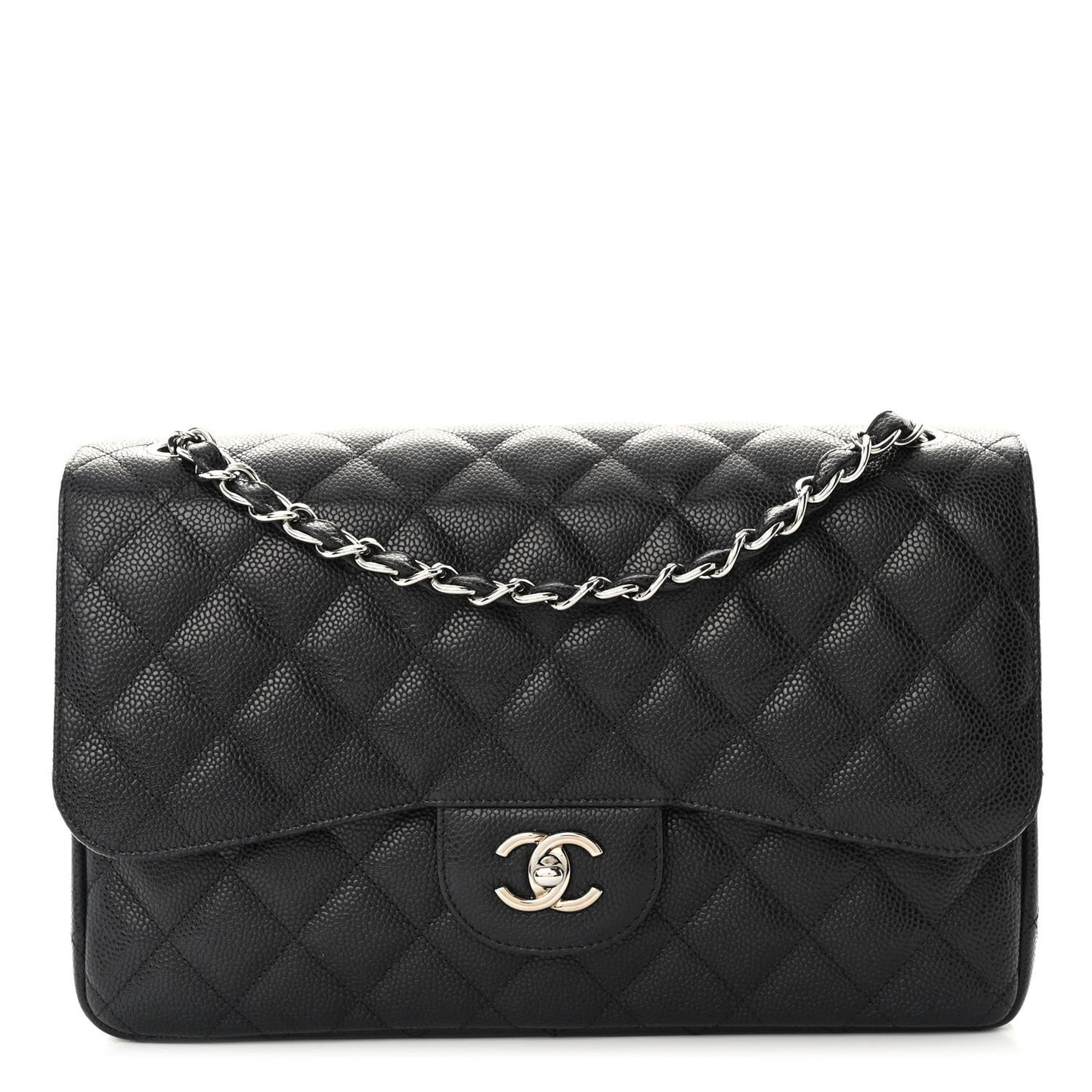 Caviar Quilted Jumbo Double Flap Black
