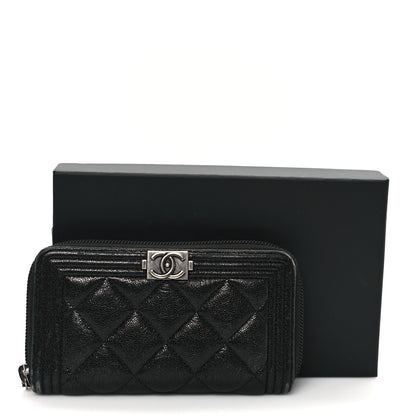 Chanel Caviar Quilted Small Boy Zip Around Wallet Black 9 of 9