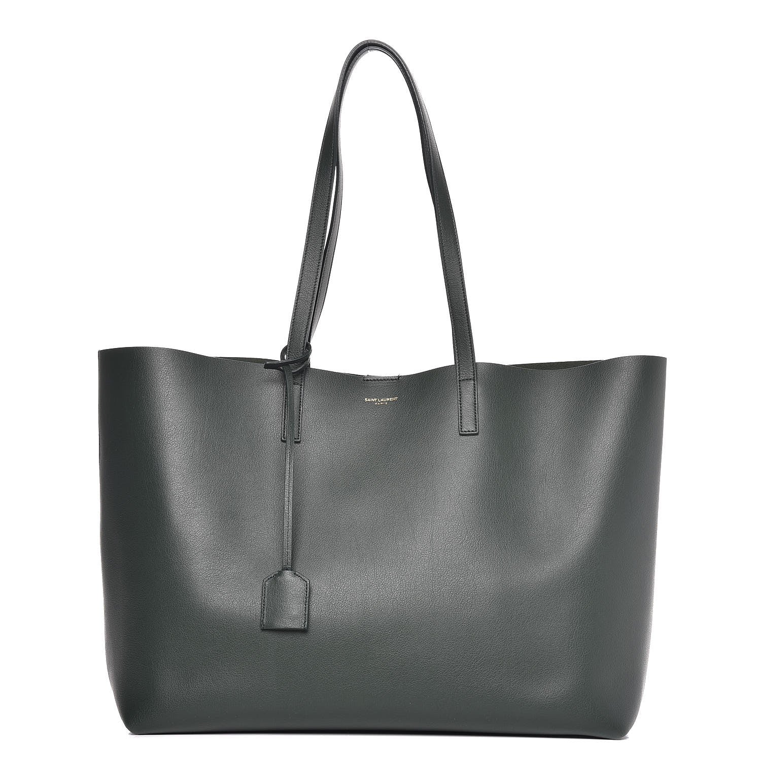 Saint Laurent Calfskin Large Shopping Tote Dark Green 3 of 10
