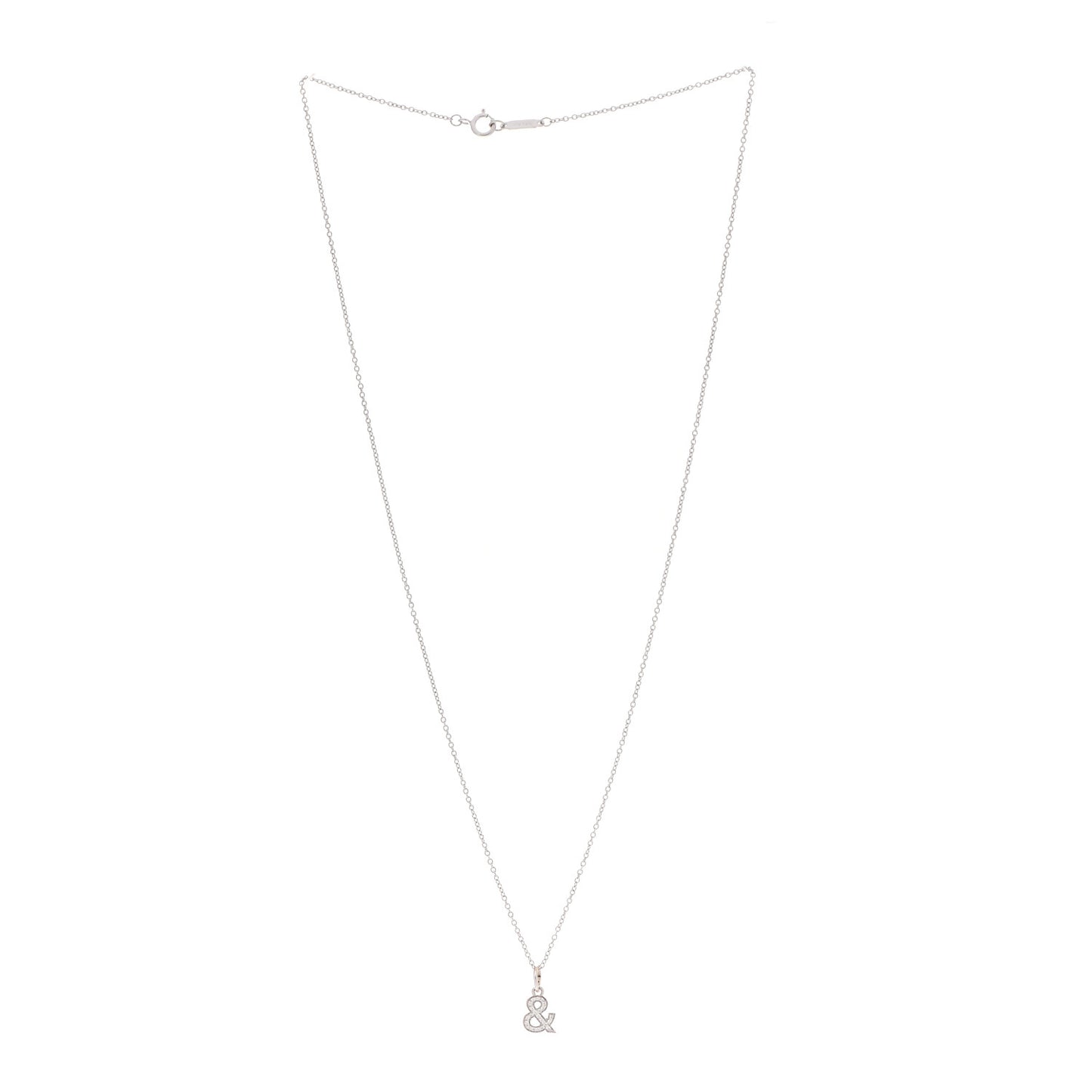 18K White Gold Diamond Small Ampersand Pendant Necklace