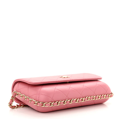 Chanel Calfskin Diamond Stitched Chain Around Flap Phone Holder Dark Pink 4 of 12