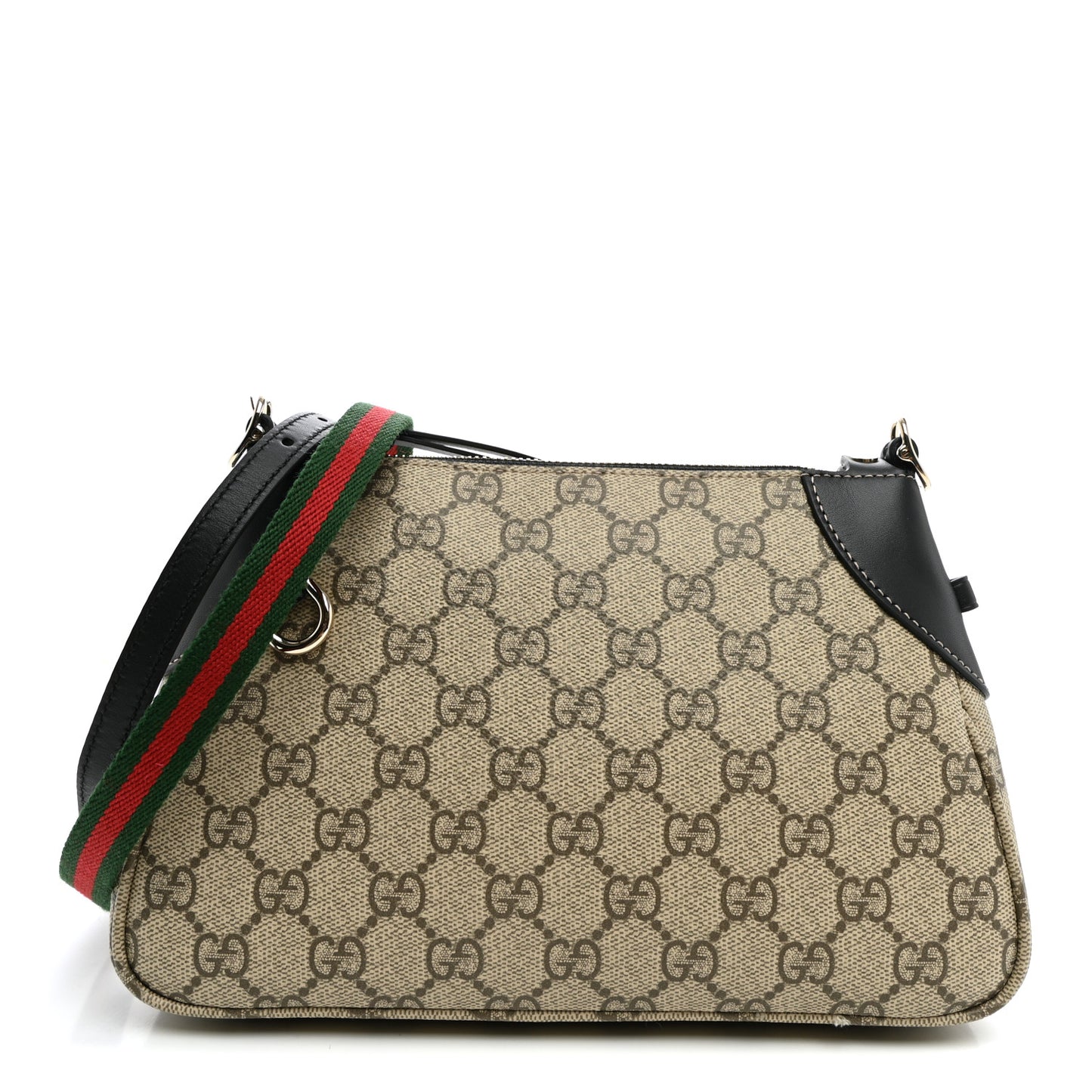 GG Supreme Monogram Textured Calfskin Small Emblem Shoulder Bag Beige Black