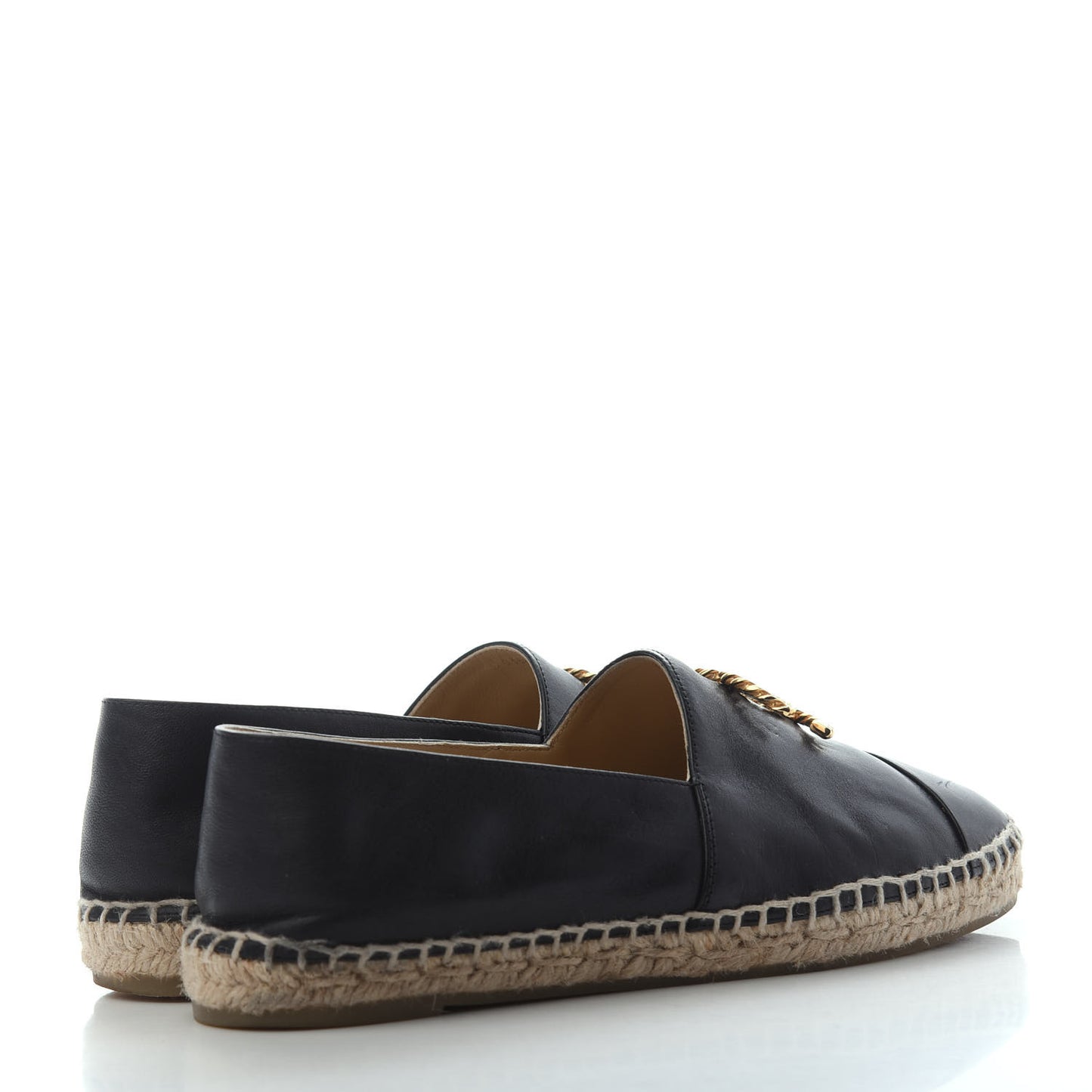 Calfskin Chain CC Espadrilles 40 Black