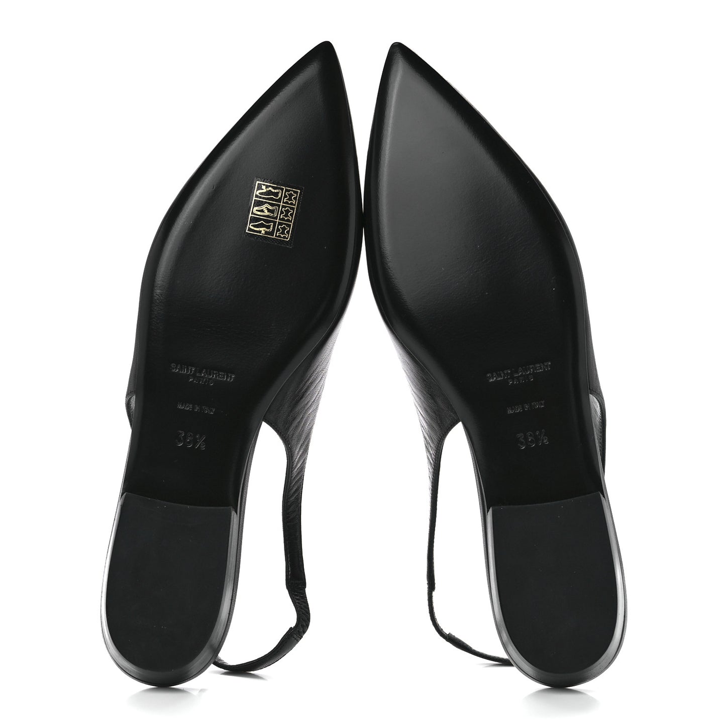 Patent Smooth Lambskin Anais Slingback Flats 38.5 Black