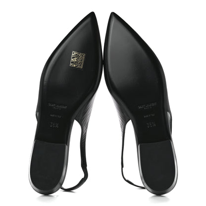 Saint Laurent Patent Smooth Lambskin Anais Slingback Flats 38.5 Black 5 of 9
