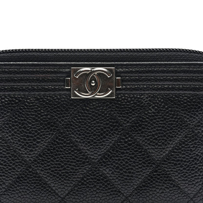 Chanel Caviar Quilted Small Boy Zip Around Wallet Black 8 of 8