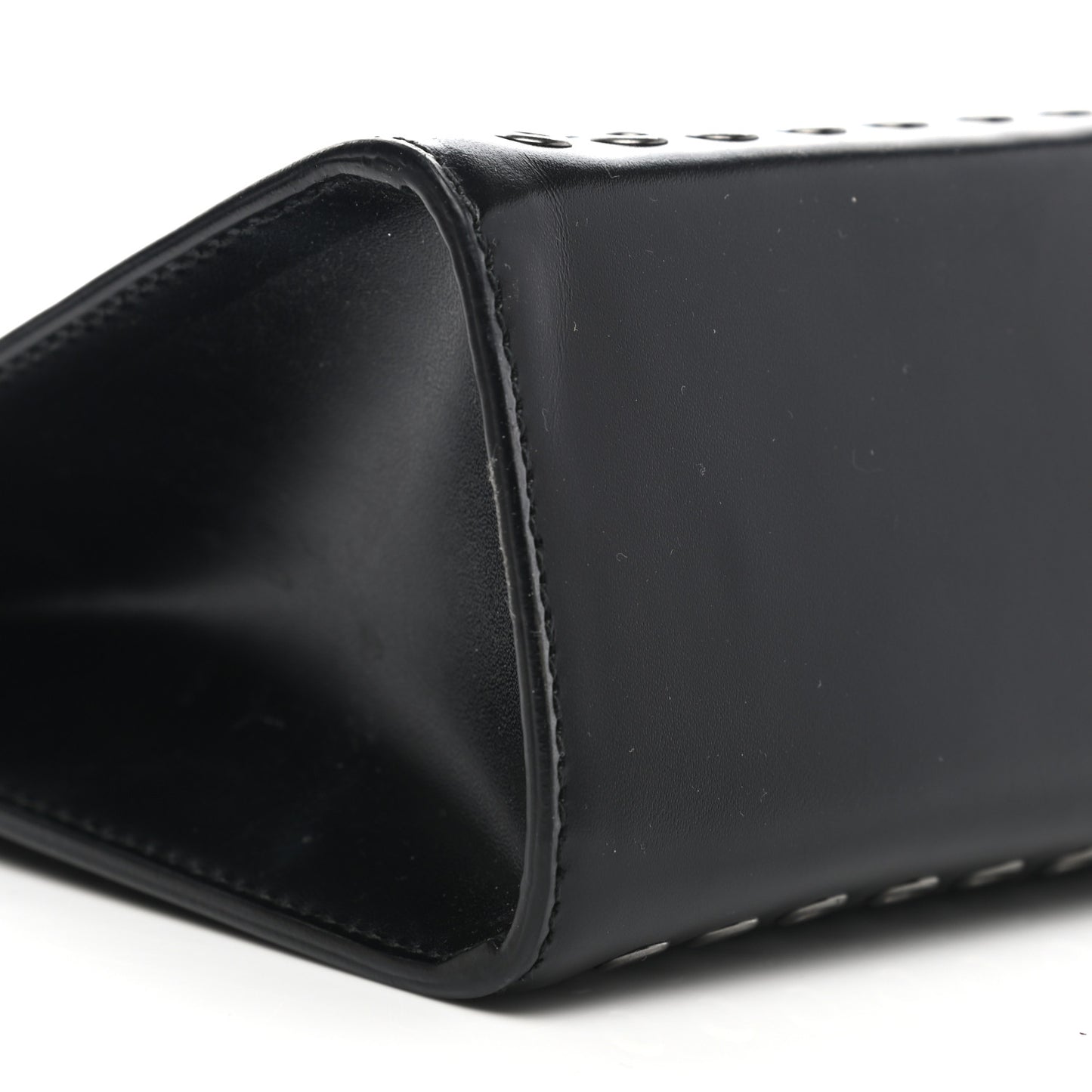 Calfskin Grommet Studded Clutch Black