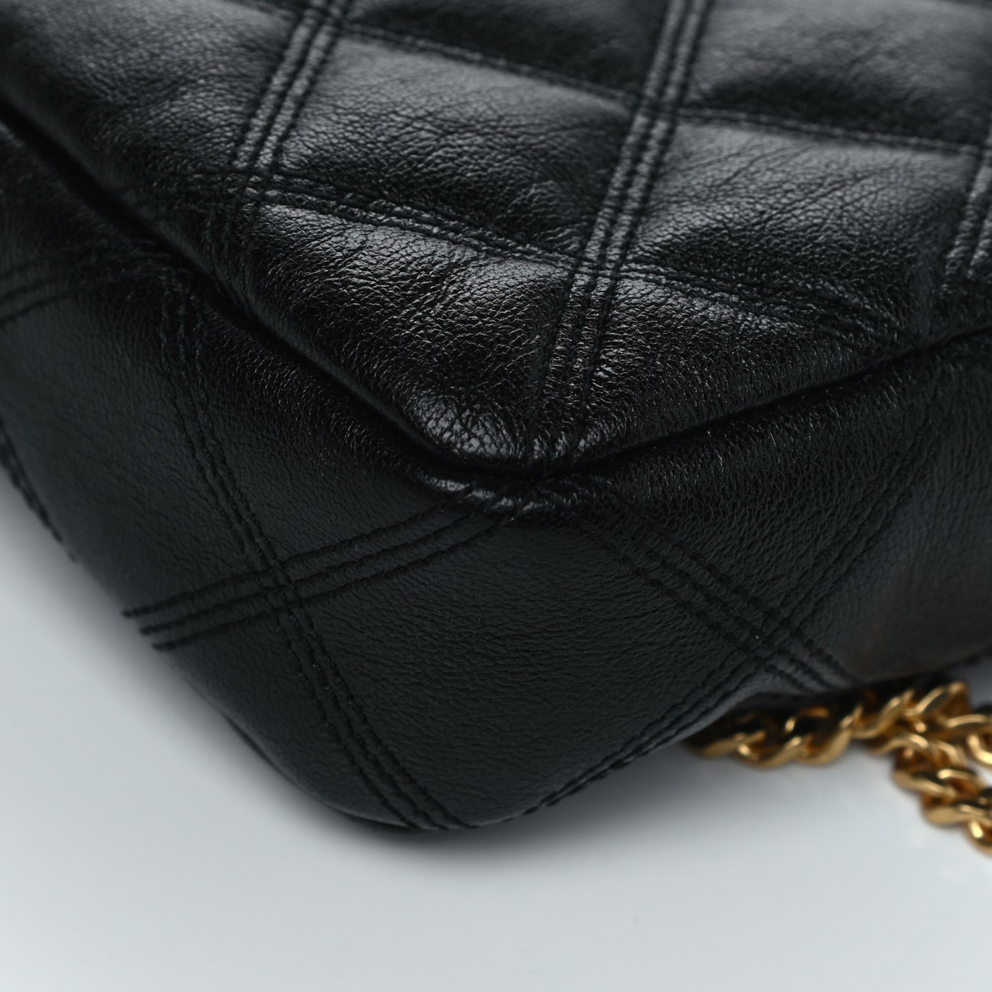 Grained Lambskin Quilted Mini Becky Double Zip Bag Black