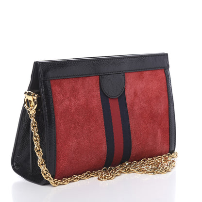 Gucci Suede Patent Web Small Ophidia Chain Shoulder Bag Hibiscus Red Black 3 of 10